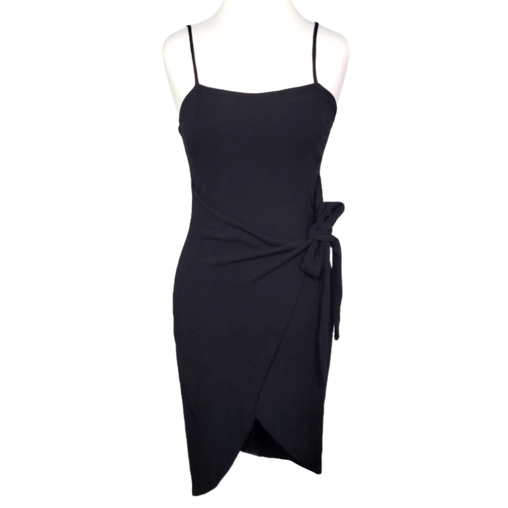 Lulus Elegant Black Wrap Dress Size Medium